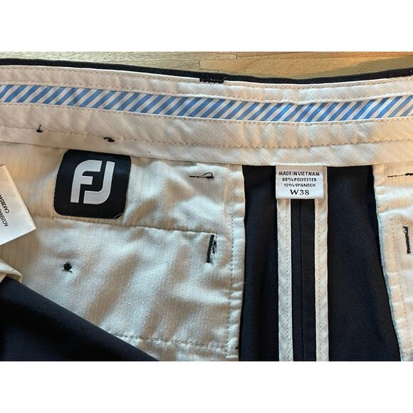 FootJoy FJ Mens 38x10 Black Flat Front Polyester Spandex Performance Golf Shorts - Picture 5 of 6